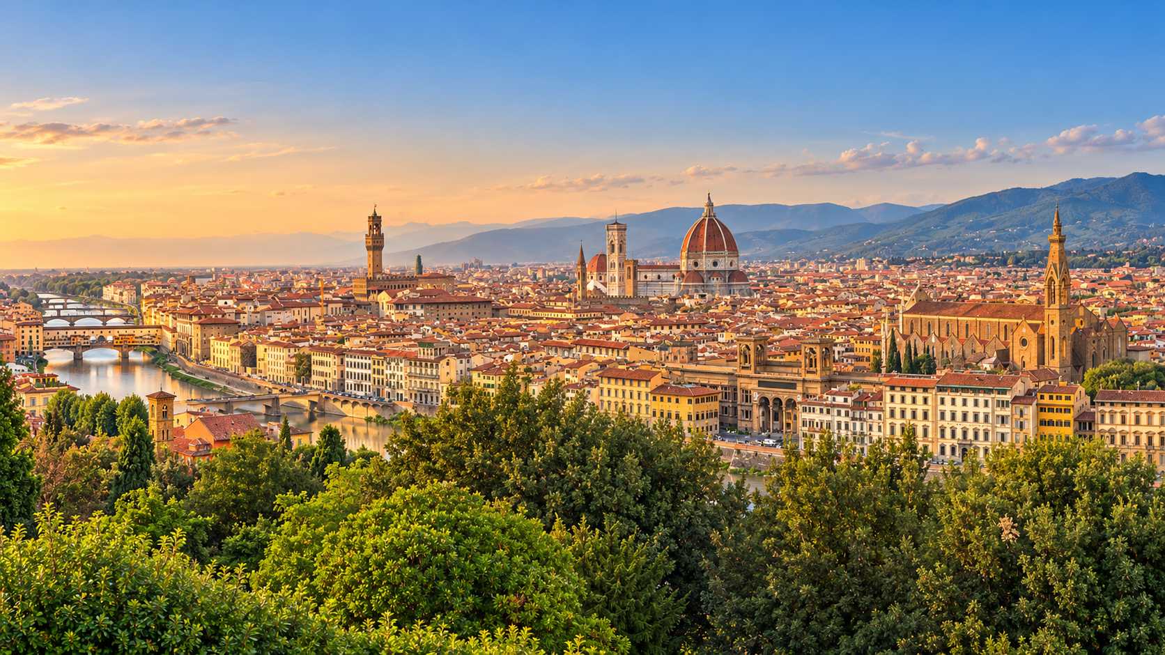 Panorama di Firenze al tramonto